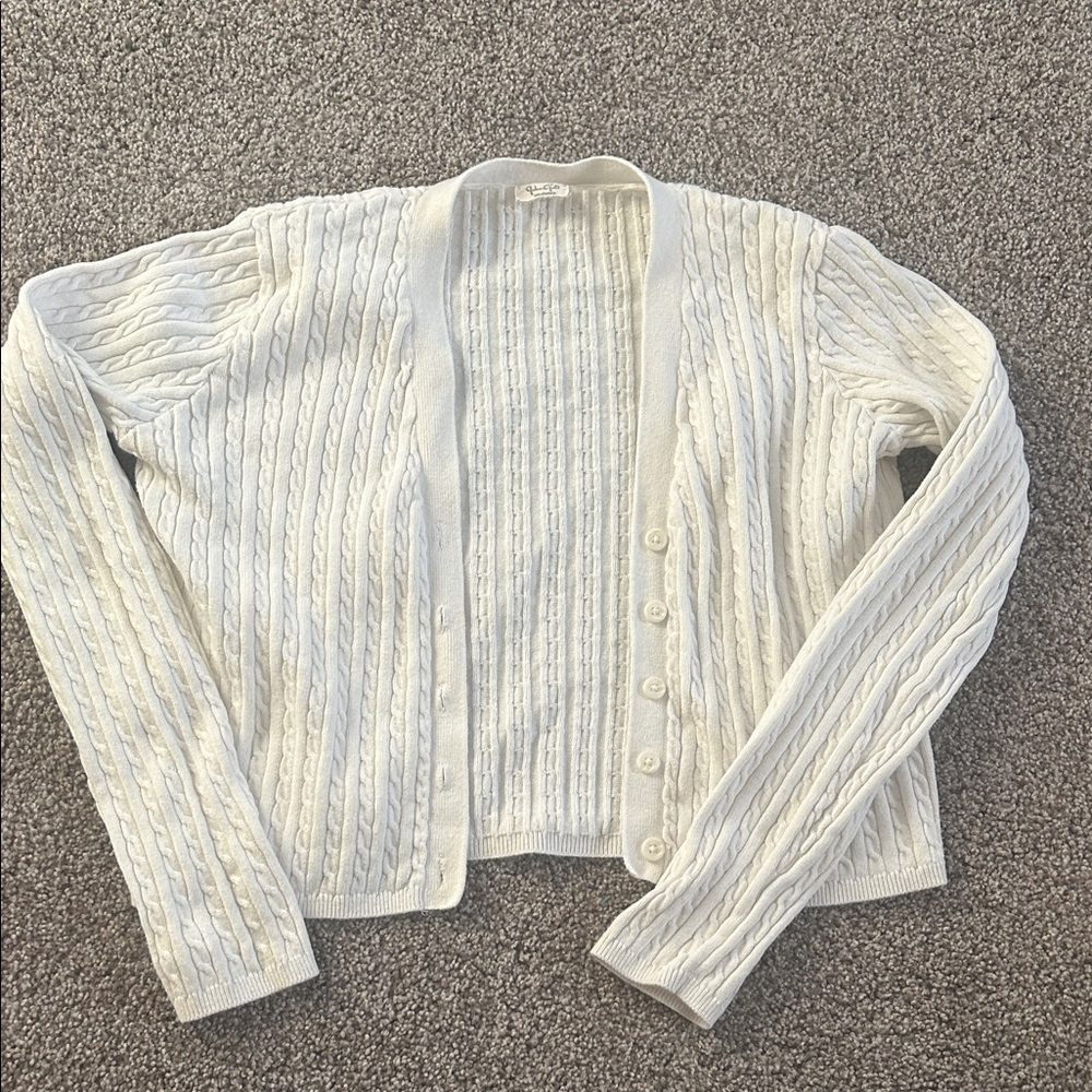 Brandy Melville White Cable Knit Cardigan